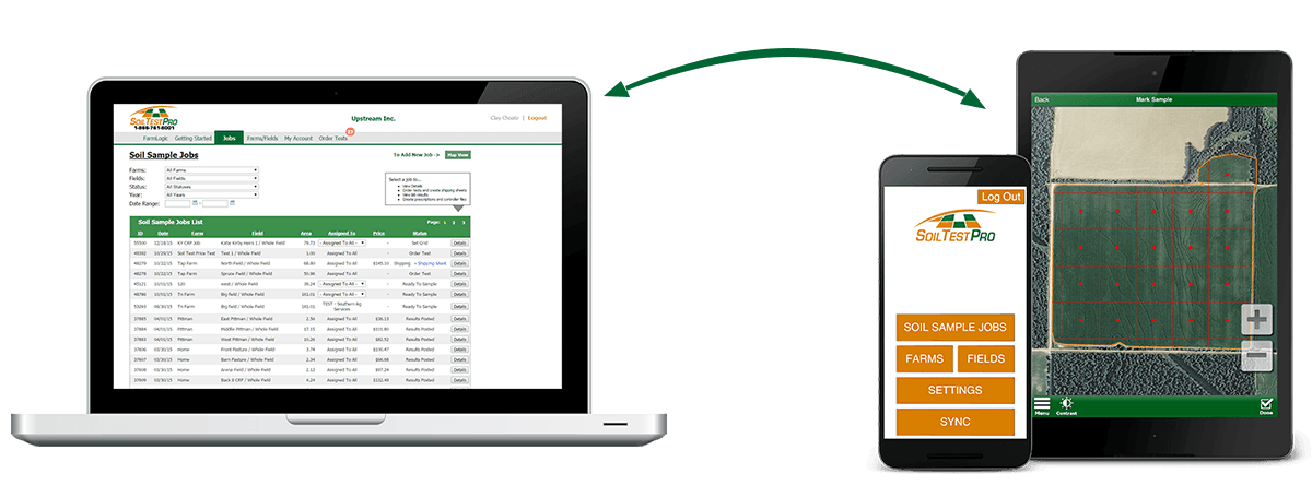 Soil Test Pro has two Primary Components: Web Headquarters and Mobile App for Soil Sampling