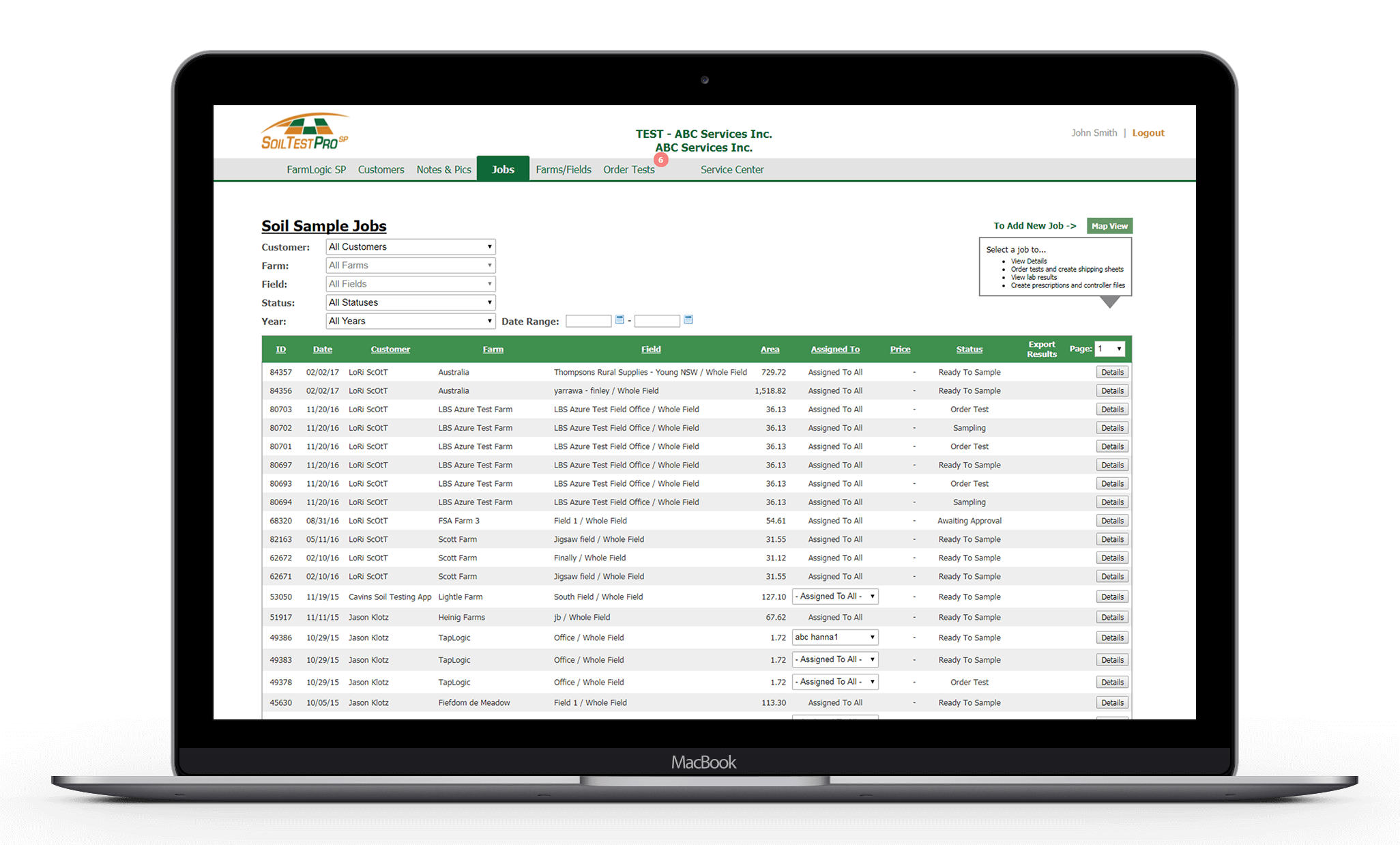 Soil Test Pro Service Provider now Integrated with the Beck's FARMserver