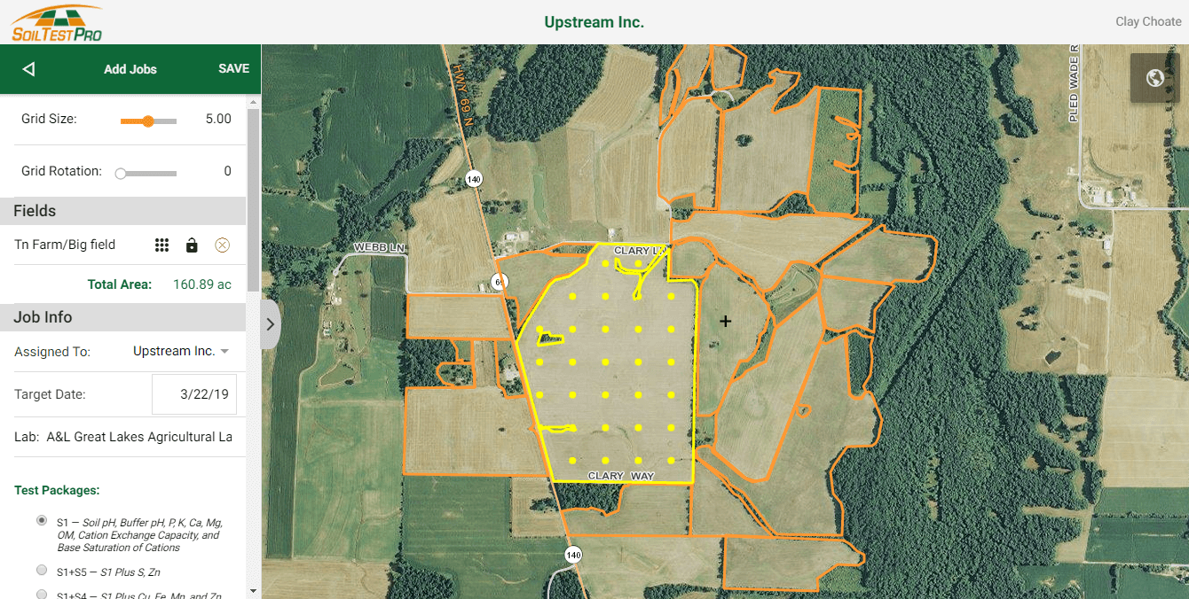 Soil Test Pro Web Headquarters - choose a soil testing lab, test package, and grid size when setting up your soil sample jobs