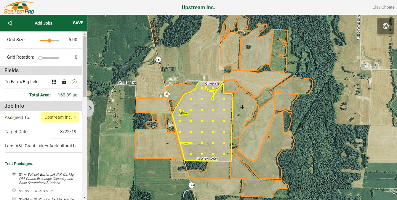 Soil Test Pro Web Headquarters - assign a job to a Soil Test Pro Custom Soil Sampler