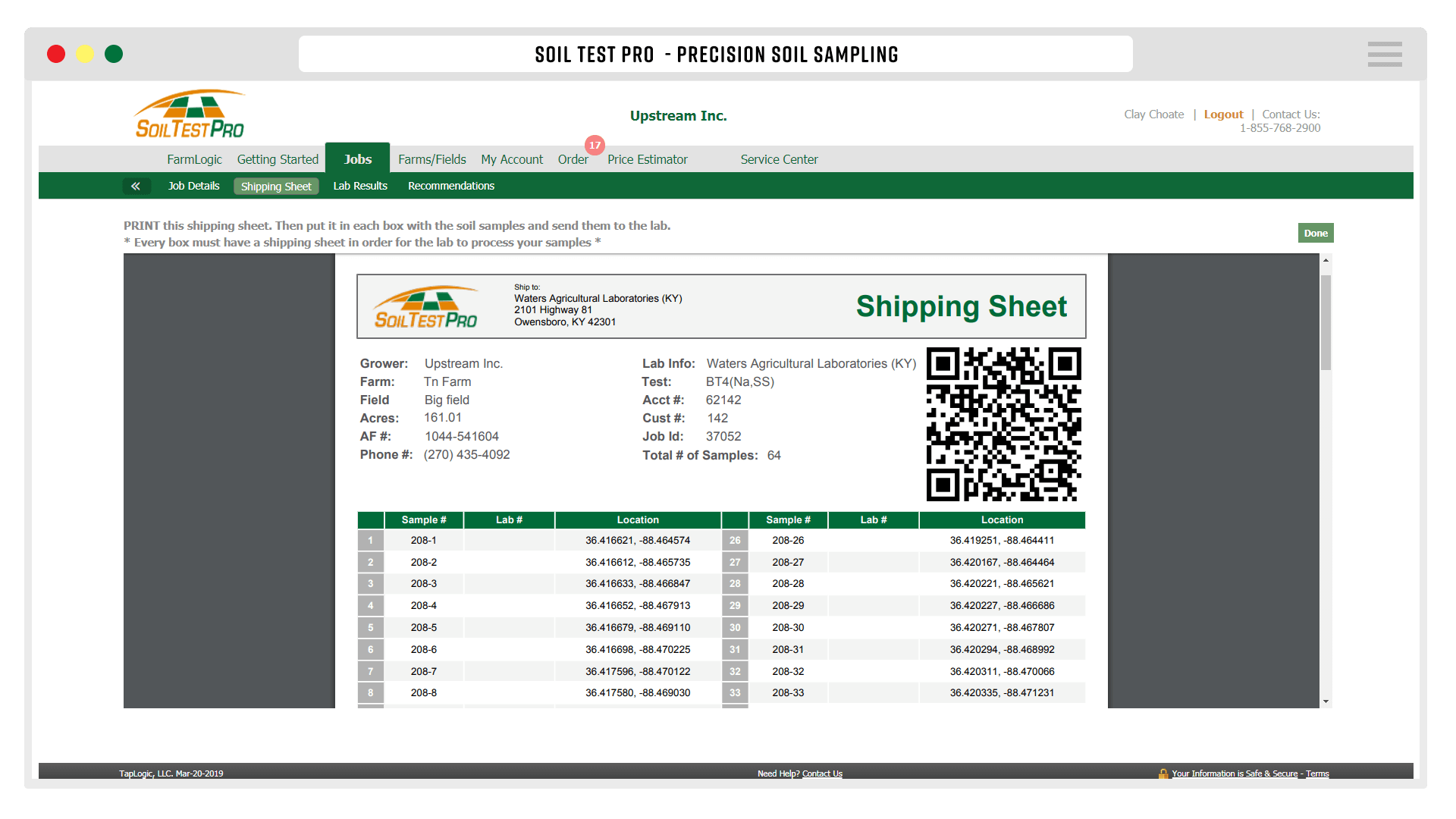 Step 11: Print a Shipping Sheet and then ship your Soil Samples